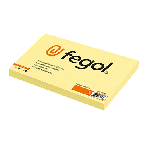 Fegol Bloco de Notas Aderente 75x125mm Amarelo (100 Folhas)