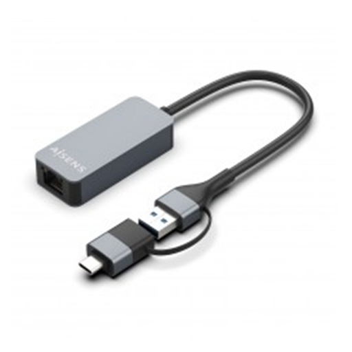 Aisens Conversor USB3.2 Gen1 USB-A+USB-C a Ethernet 2.5G 10/100/1000/2500 MBPS - 15cm