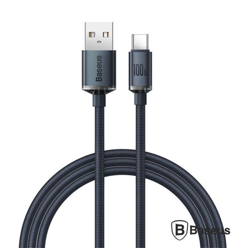 BASEUS CRYSTAL SHINE SERIES FAST CHARGING DATA CABLE USB TO TYPE-C 100W 2M BLACK