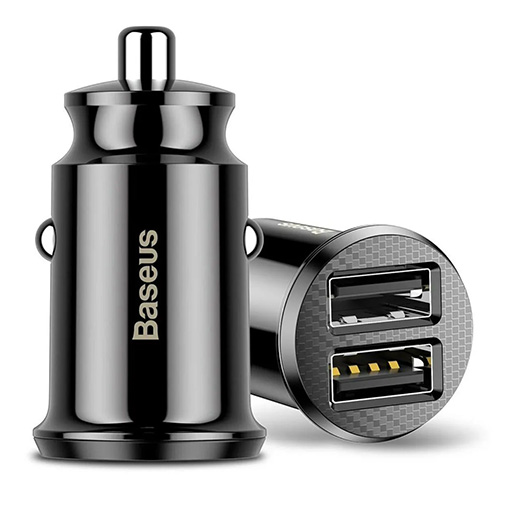 [CCALL-ML01] BASEUS GRAIN CAR CHARGER (DUAL USB 5V 3.1A ) BLACK