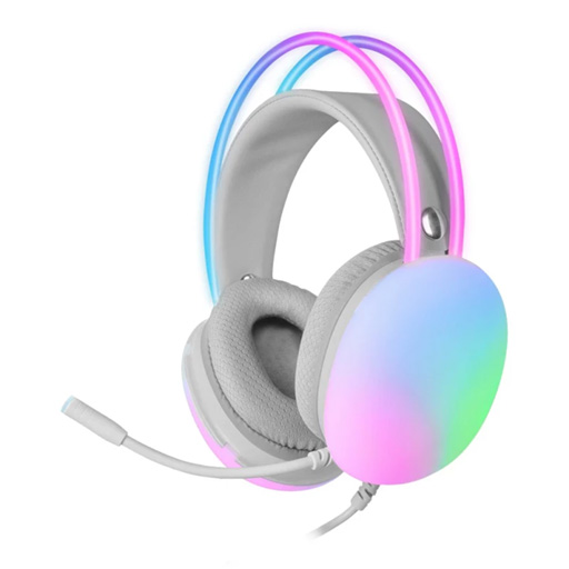[MHGLOW] Headphones MARS GAMING MH-GLOW FULL CHROMA 360 HEADPHONES+MIC, ULTRA-LIGHT, PC/PS4/PS5/XBOX, WHITE